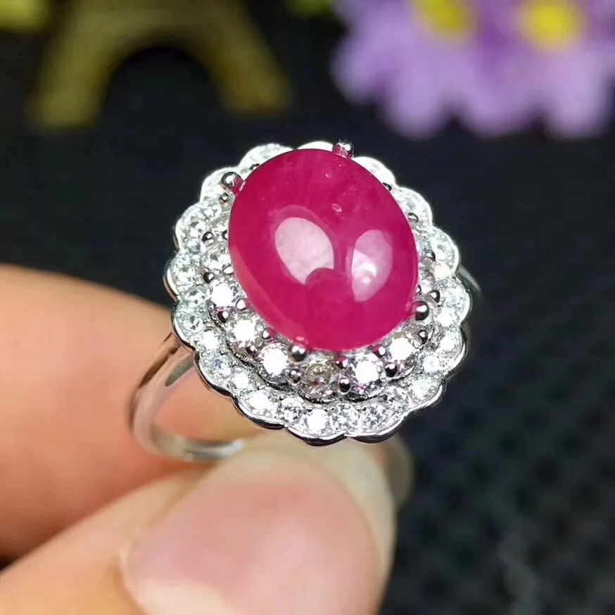 Ruby ring Free shipping Natural real ruby 925 sterling silver Fine handworked jewelry 7*9mm gem