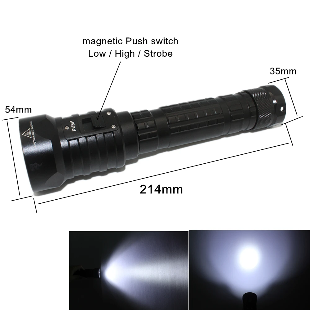 Tactical flashlight Scuba diving flashlight DX4S Underwater hunting torch waterproof dive light 4x  XM-L2 26650 LED torch