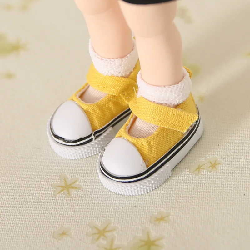 Schoenen Voor Pop Bjd 1 Paar 4.8Cm Canvas Fashion Mini Speelgoed Kant Canvas Schoenen 1/6 Pop Voor Yosdlinachuochuo Sm napi Pop Accessoires