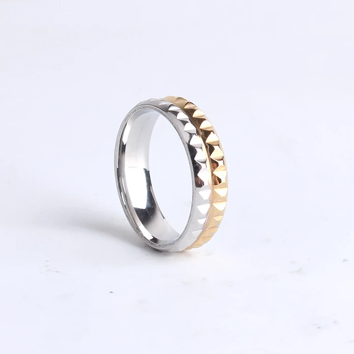 6mm Gold Color Gear Punk Stainless Steel Finger Rings for Women Men Wholesale Lots