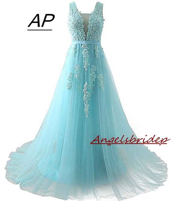 ANGELSBRIDEP-vestido de quinceañera para mujer, ropa Sexy con cuello en V, apliques encantadores, largo, vestido de fiesta con estampado Floral, 2021