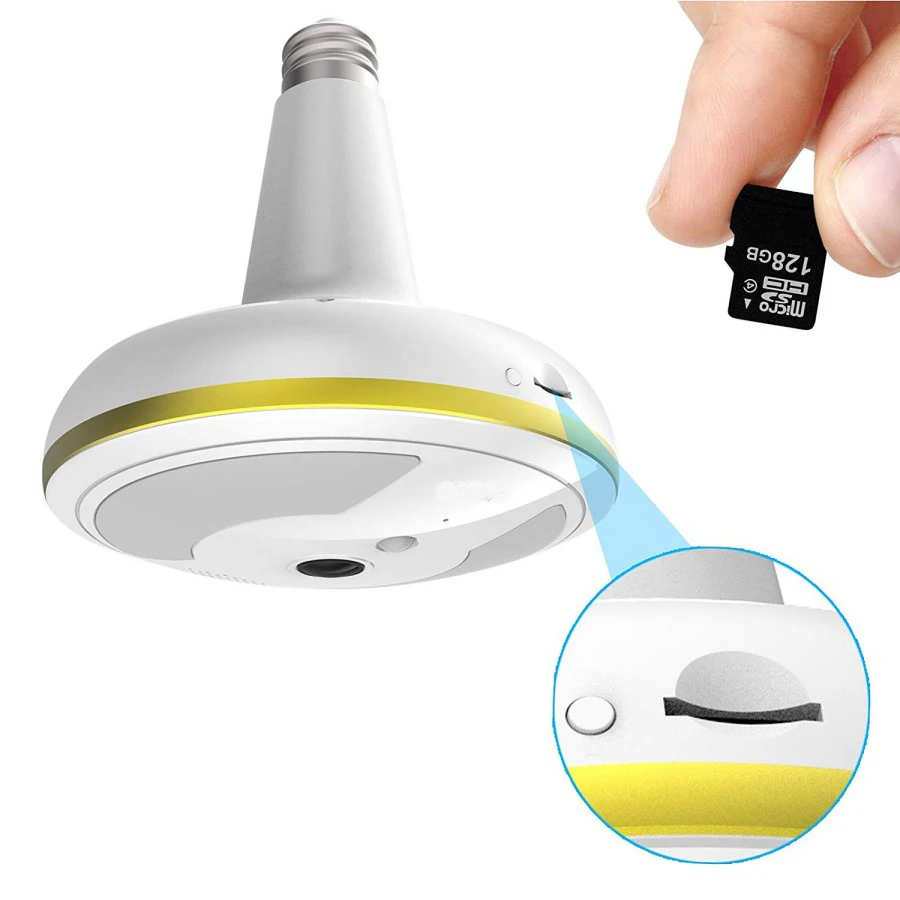 Wireless WiFi Security Camera Light Bulb Home Security System 360 Degree with Motion Detection Night Vision for IOS Android APP