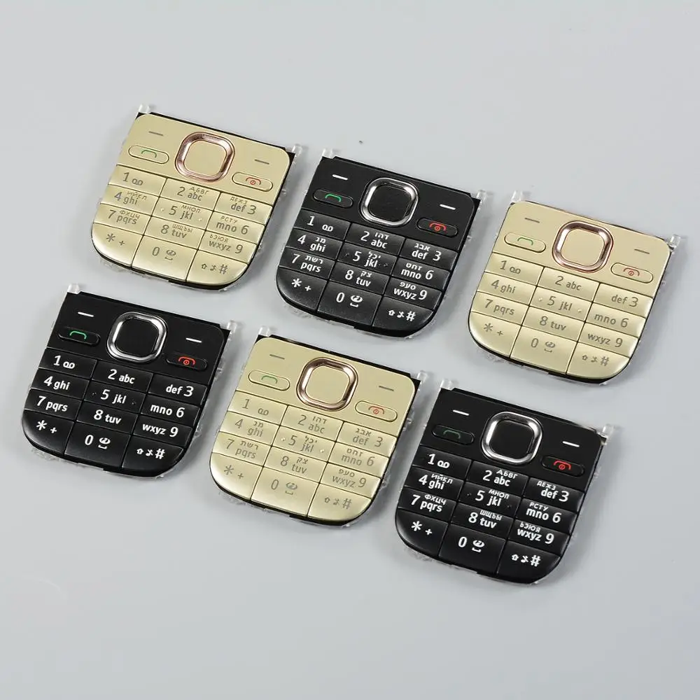 Housing For Nokia C2-01 C201 Black Golden Russian English Keypads Hebrew Arabic Button Russian Keyboards