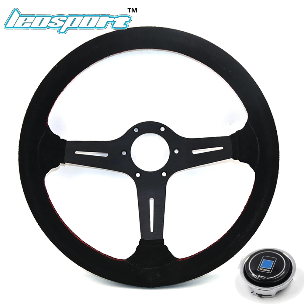 

Leosport-14" (350mm) ND Steering Wheel suede Leather red line Steering Wheel light deep Racing Steering Wheel