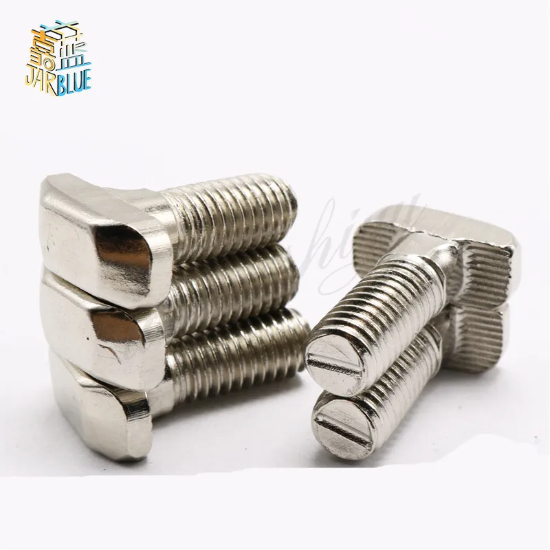 

20pcs M5/M6/M8 Hammer Head T Bolt Aluminum Connector T head bolts Screws for 20/30/40/45 Aluminum Profiles nickel plated steel