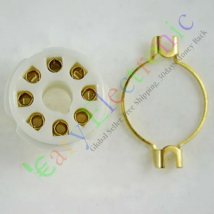 

Wholesale and retail 20pc Gilded 8pin Ceramic vacuum tube socket mount gold valve base EL34 KT88 6550 free shipping