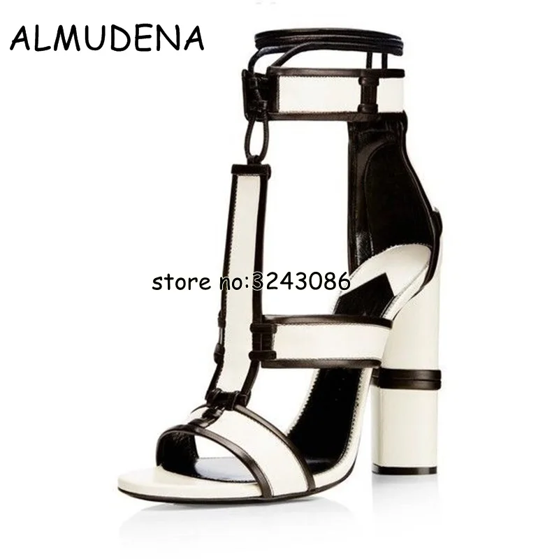 Hot Sale Lace Up Velvet Suede Women Patchwork Sandals Ankle Wrap Chunky Heels Sandals Shoes T-strap Lady High Heels Shoes