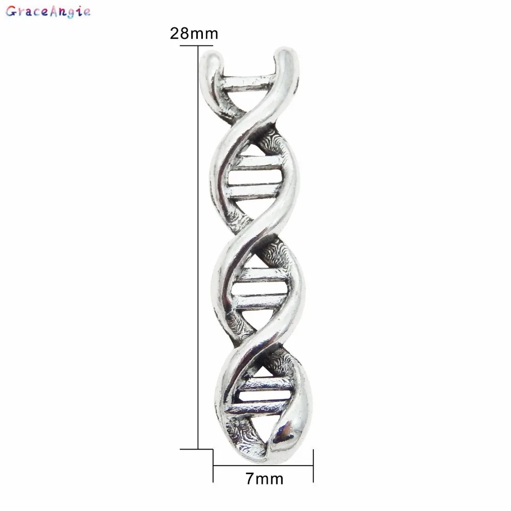 50pcs/pack New Fashion DNA Biology Double Helix Shape Charms Handmade Zinc Alloy Necklace Pendant Jewelry Women Men DIY Findings