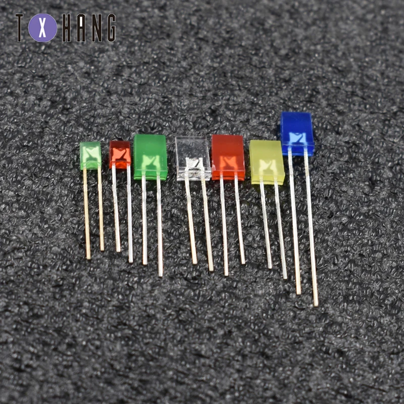 100PCS LED Diodes 2x3x4mm 2x5x7mm Green/Blue/Yellow/Red Diffused/Clear Colours Rectangle Square