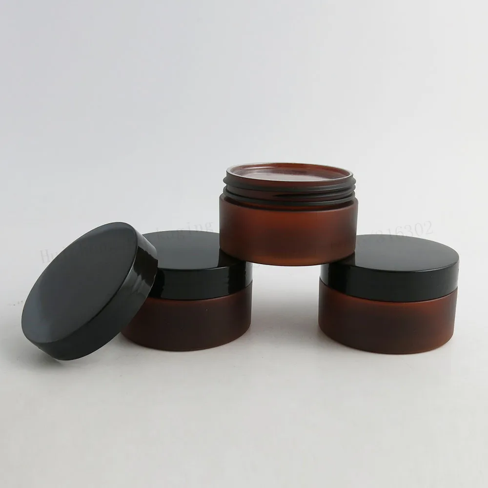 

20 x 100g Frost Amber Plastic Jar With Black Lid Cosmetic Containers Refillable Make up Cream Jars Cosmetic Packaging