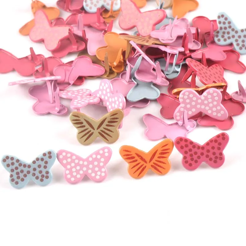 20pcs Mixed Color Butterfly Shape Brads For DIY Metal Crafts Embellishments For Scrapbooking Accessories Decor 20x13mm c2577