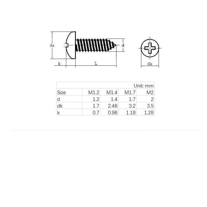 800 Pcs M2*4mm 304 Stainless Steel Phillips Pan Head Self Tapping Screw