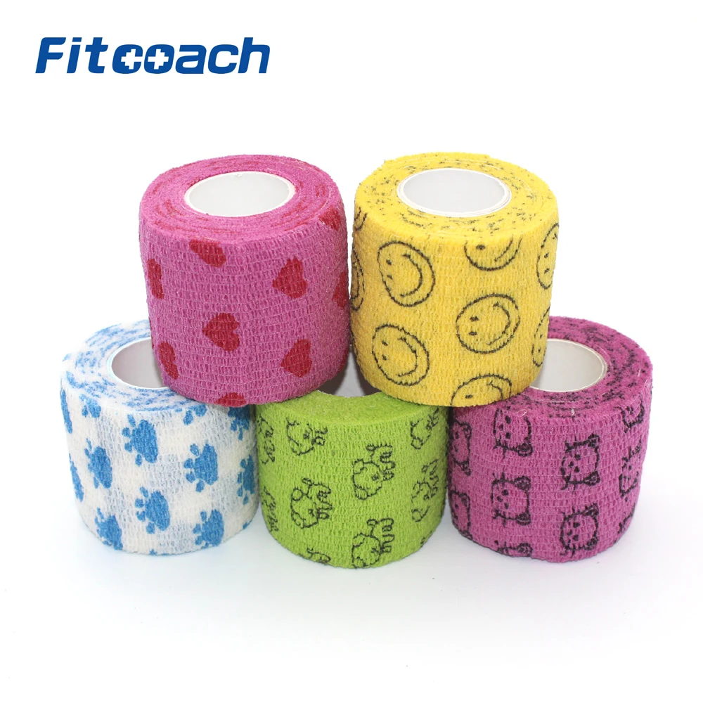 5cm*4.5m one pcs Cohesive Flexible Bandage Cotton Cohesive Bandage sports tape Mixed Color Self Adhesive elastic bandage