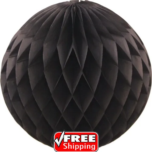 20pcs Black Tissue Paper Honeycomb Balls,Halloween Party Decor,Cheap Wholesale Hanging Honeycombs-4