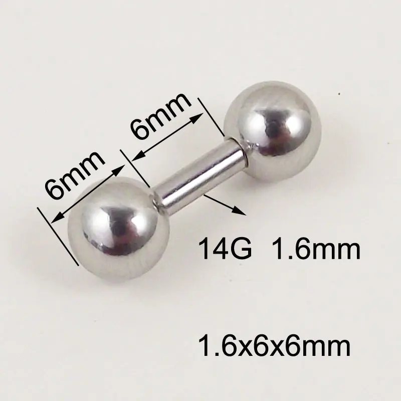 1 Piece Big Ball 6mm Length Straight Barbell Rings Vaginal rings Series ring Tragus Ear Piercing Nipple PA Ring Body Jewelry