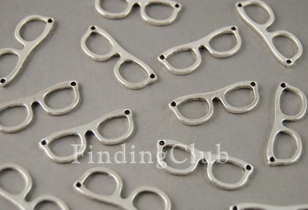 30 pcs  Silver Color  Eye Glasses Charm Pendant Jewelry European Charms Fit Handcrafts diy 30x10mm A106/A108