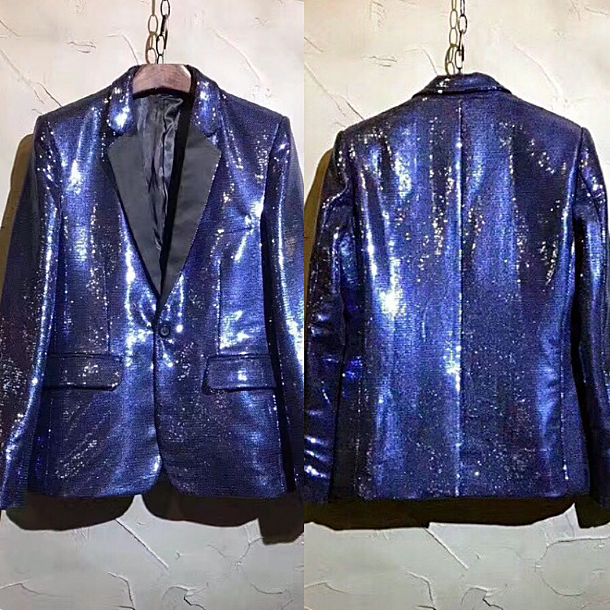 Male Singer DJ Nightclub Blazer Coat Guest Host Hair Stylist Jacket Treasure Blue Color Colorful Suit Men Fashion Costumes Suits