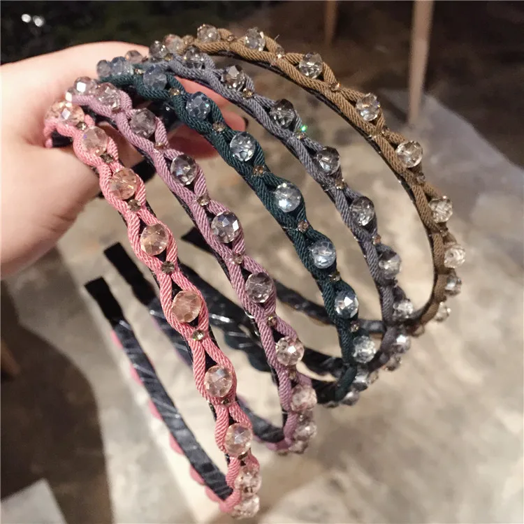 

Fashion Luxurious Rhinestone hair hoop Hair Accessories Women Girls crystal Hair Band Hair Ponytail Rope Hairbands headwear