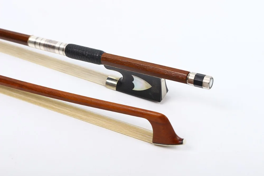 

One Violin Bow 4/4 brazilwood Natural HorseTail Ebony frog Balanced straight Violin parts accessories
