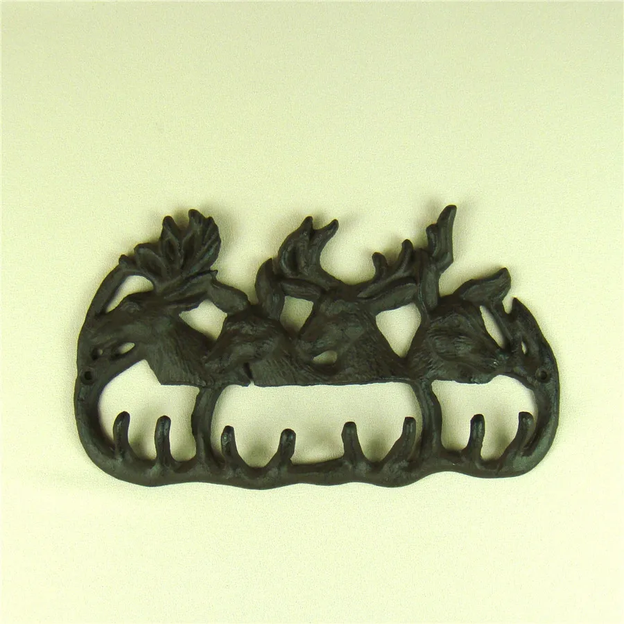 

Cast Iron Reindeer Wall Hook Ornamental Metal Deer Hookup Embellishment Craft Accessories Furnishing for Room and Festival Decor