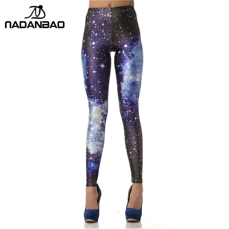 NADANBAO Legging 3D cyfrowy niebieski Galaxy Sexy legginsy moda Slim legginsy drukowane kobiety legginsy damskie spodnie