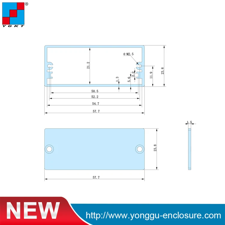 Metal Enclosure With Aluminum End Panels 58*24*80 mm (wxhxl) project boxes