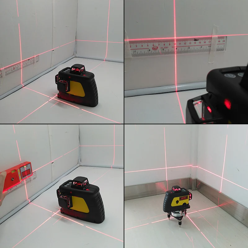 Level Laser 12 garis XEAST, rata Laser lintas garis 3D, rata merah vertikal dan Horizontal 360