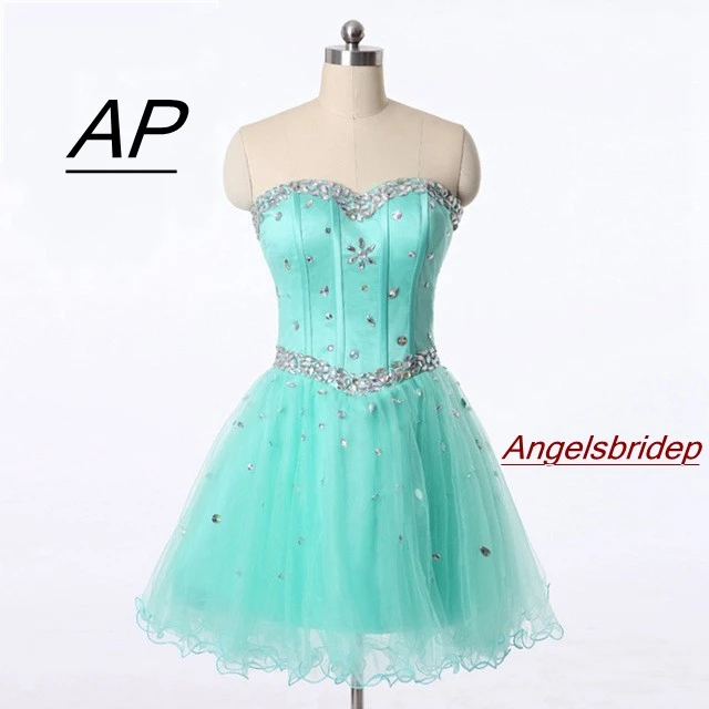 ANGELSBRIDEP Sweetheart Short/Mini Homecoming Dress 2021 For Graduation Sparkly Crystals Special Occasion Party Gowns Lace-up