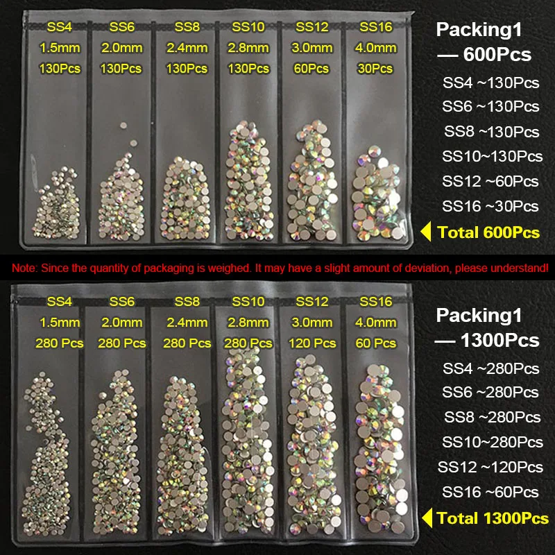 Multi size Glass Rhinestones for Nail SS4-SS16 Strass Nail Art Decorations Rhinestones Nail Stones For Nails Accessories