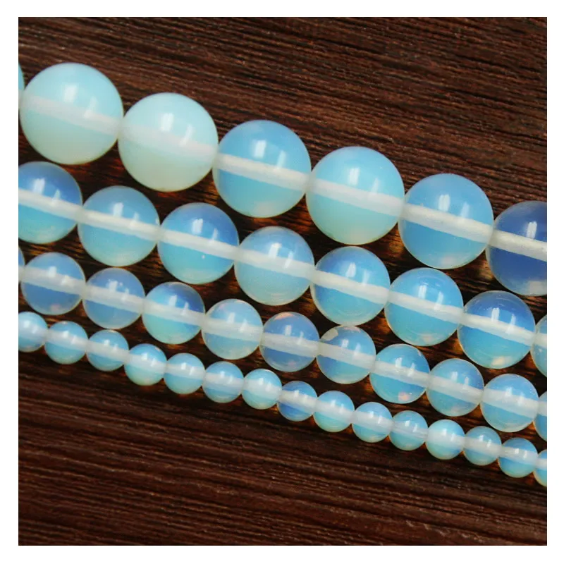 wholesale Natural Stone Smooth White Opalite Quartz Loose Beads 15\