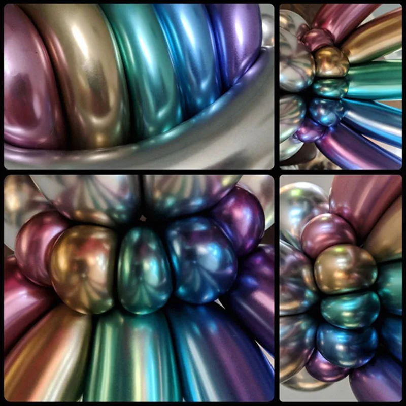 100Pcs Metallic latex Balloon chrome Metal Texture Magic Tying Twisting Long Latex Balloon Birthday Wedding Birthday Decoration