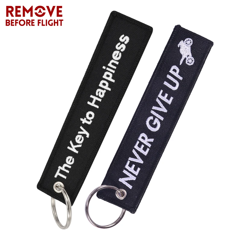 Remove Before Flight Key Chain Turbo Keychain Launch Keyrings for Motorcycles Cars Key Tag Cool Embroidery Happiness Key Fob OEM