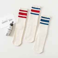 Novelty Three Bar Stripe Fashion Korea Harajuku Street Socks Women Soft Comfort White Cotton Socks Female Hosiery Autumn Winter