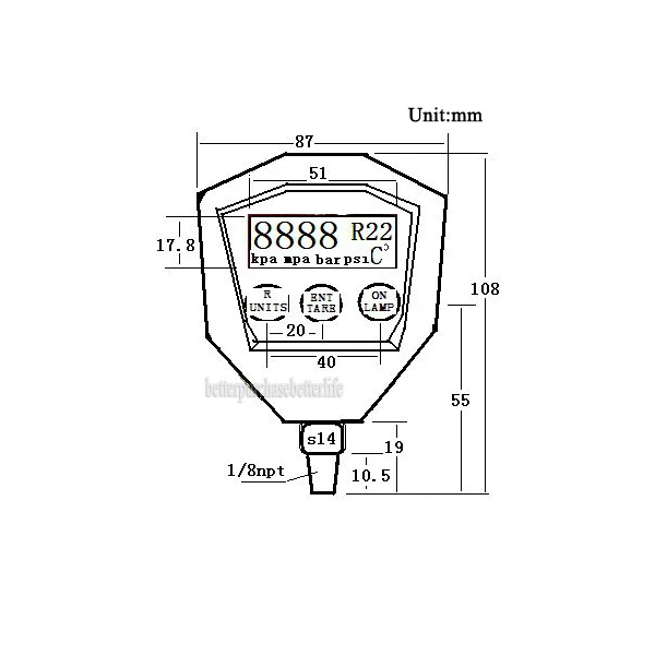 R22 R410 R407C R404A R134A Air Conditioner Refrigeration Vacuum Medical Equipment Battery-Powered Digital Pressure Gauge