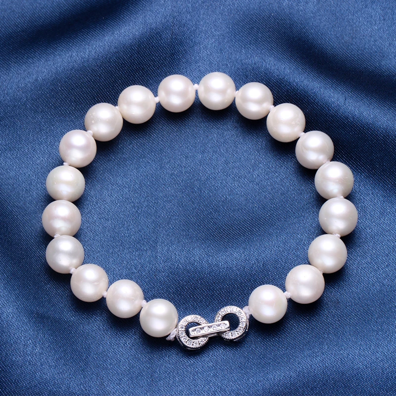 

HENGSHENG 100% Natural Near Round Pearl Jewelry Bracelet, Customized 925 Sterling Silver 8-9mm Beads Jewelry Bracelet