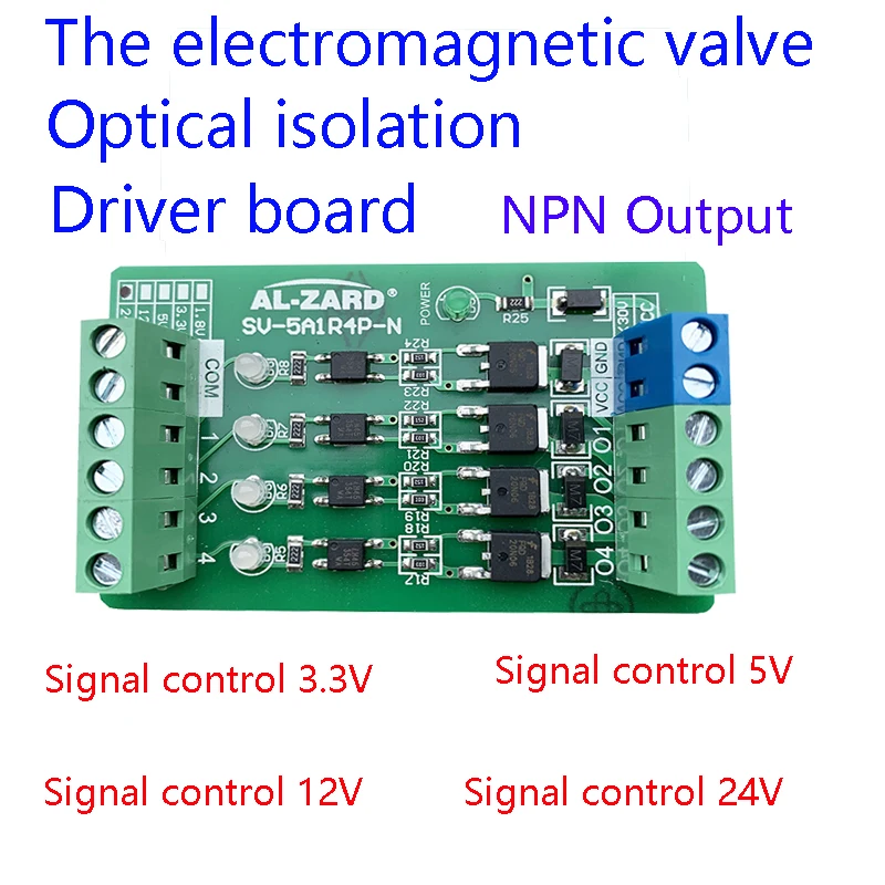 

4-Channel 3.3V 5V 12V 24V Input Fully Compatible Mitsubishi Siemens PLC power Amplifier Solenoid Valve Driver Board NPN Output