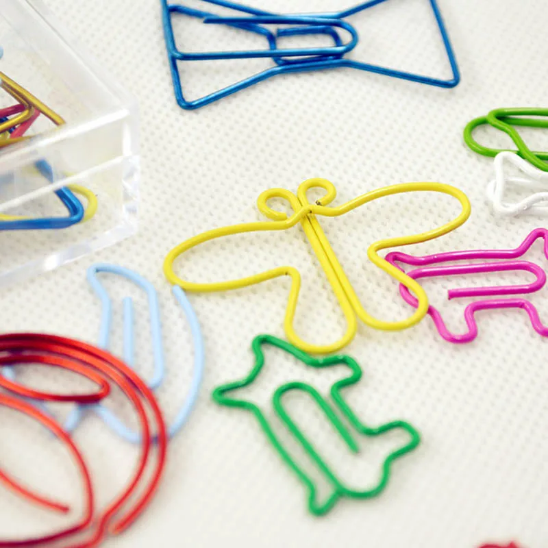 20PCS/Lot Colored Animal Metal Material Paper Clips Bow Notes Letter Bookmarks  For Book Stationery Office Supplies  Accessory