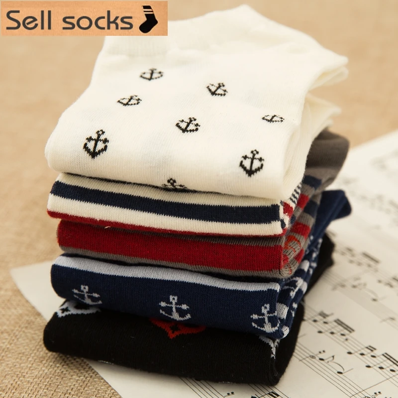 Clearance! new summer Stripes Sailor anchor man Casual ankle cotton socks men boat sock slippers harajuku EUR39-44