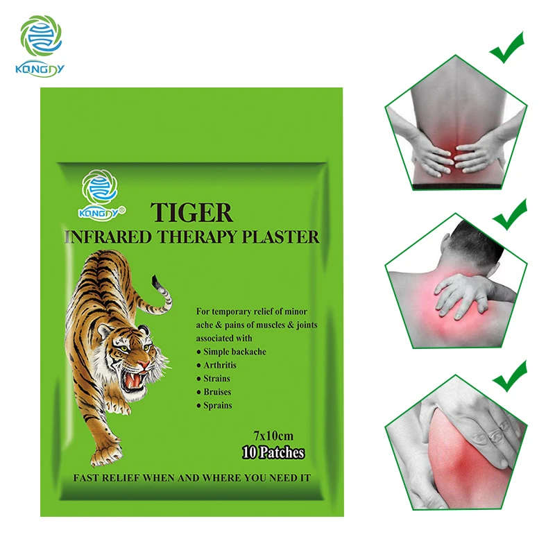 KONGDY Tiger Balm Plaster 7*10 cm Transdermal Neck Pain Patch 10 Pieces/Bag Herbal Pain Relieving Pad Zipper Bag Muscle Massager