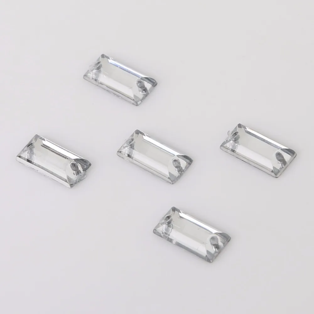 Wholesale 5*10/6*18mm Lucency Rectangle Crystal Stone 2 Holes Sew On Rhinestone Acrylic DIY Craft For Jewelry Decoration