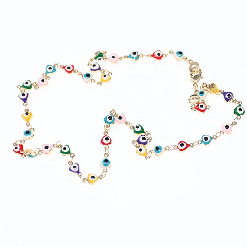 kid's funny rainbow Stone evil eyes Necklace jewelry