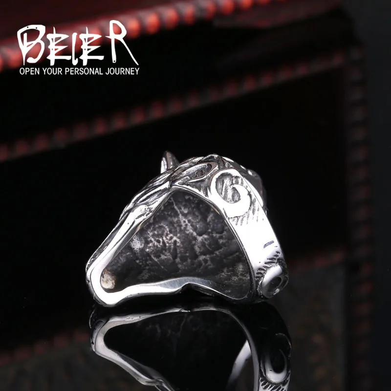 Beier new store 316L Stainless Steel ring top quality  House Stark of Winterfell Direwolf viking Wolf Ring LLBR8-160R