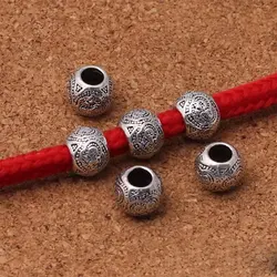 10pcs/lot Tibetan Silver 4.5mm Big Hole Spacer Beads Handmade Metal Barrel Charm Metal Beads DIY Jewelry Making Beading Findings