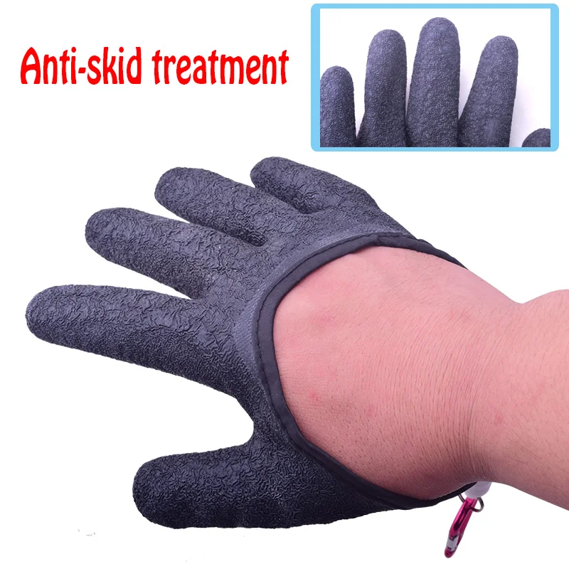 Proleurre Fishing PE non-slip material Hands Fishing Gloves for Handing Fish Safety with Magnet Release Fishing tool