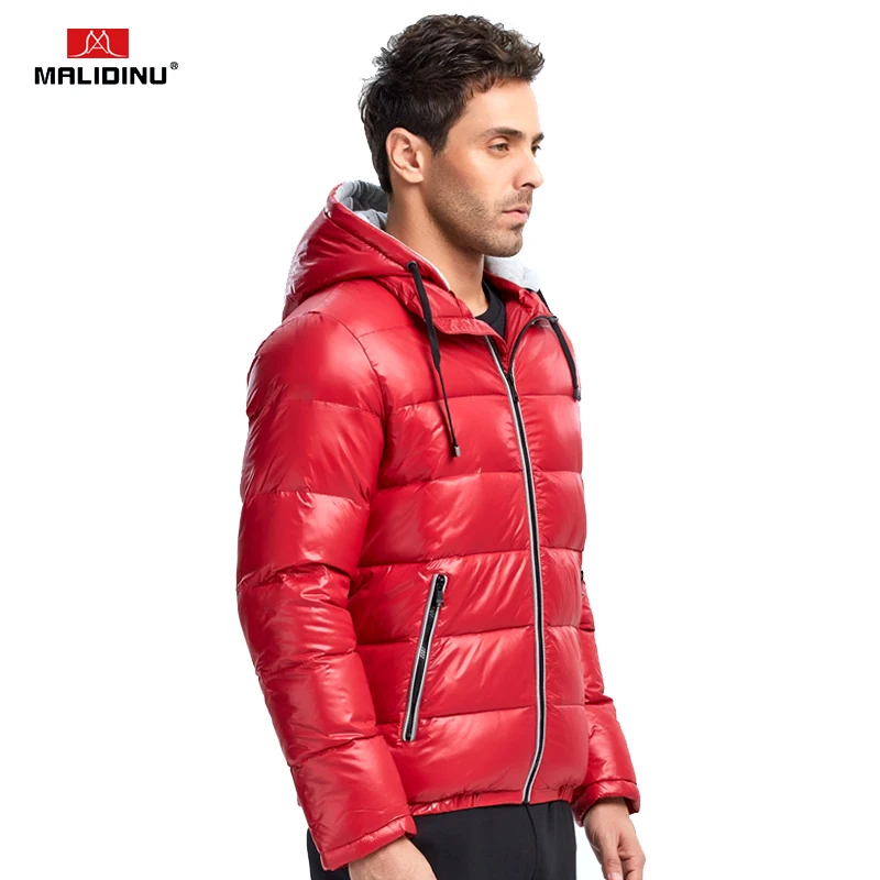 MALIDINU Down Jacket Men Brand Winter Warm Down Coat Thick Winter Jacket Hooded Red Duck Down Jacket Men Sports Warm Jacket -30C