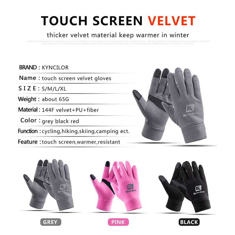 Kyncilor Inverno Sci Guanti Da Ciclismo Antivento Finger Gloves Completa Touch Screen Più Caldo Velluto Traspirante Termica Moto Guanti