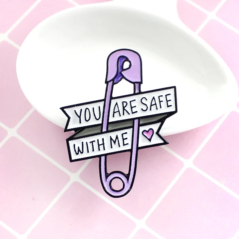 You are safe me purple icon brooch metal pin baby cute gift pin amateur accessory icon 