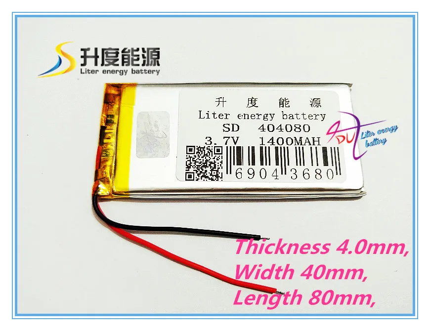 Batería de polímero de litio de 3,7 V, 404080, 044080, MP4, MP3, navegación de 7 pulgadas, 1400MAH