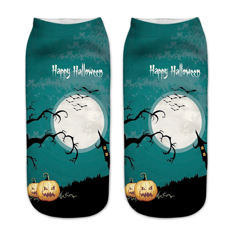 Halloween Series Black Cat Pumpkin 3D Print Socks Children Halloween Gifts Casual Cotton Socks Low Ankle Short Sock