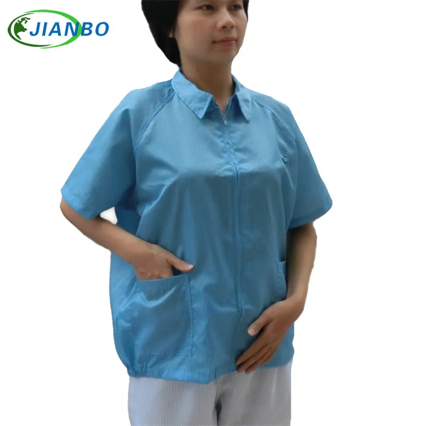 Summer Breathable Protective Overalls Clothing Anti Static Short Sleeves Jacket Food Cleanroom Workshop Dust-proof Work Clothes